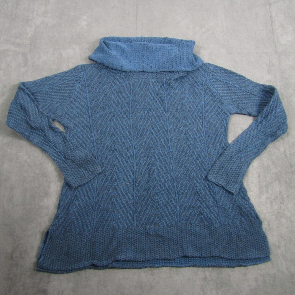 Carol Rose Sweater Women Size M Blue Cowl Neck Cotton Knit Long Sleeve Pullover
